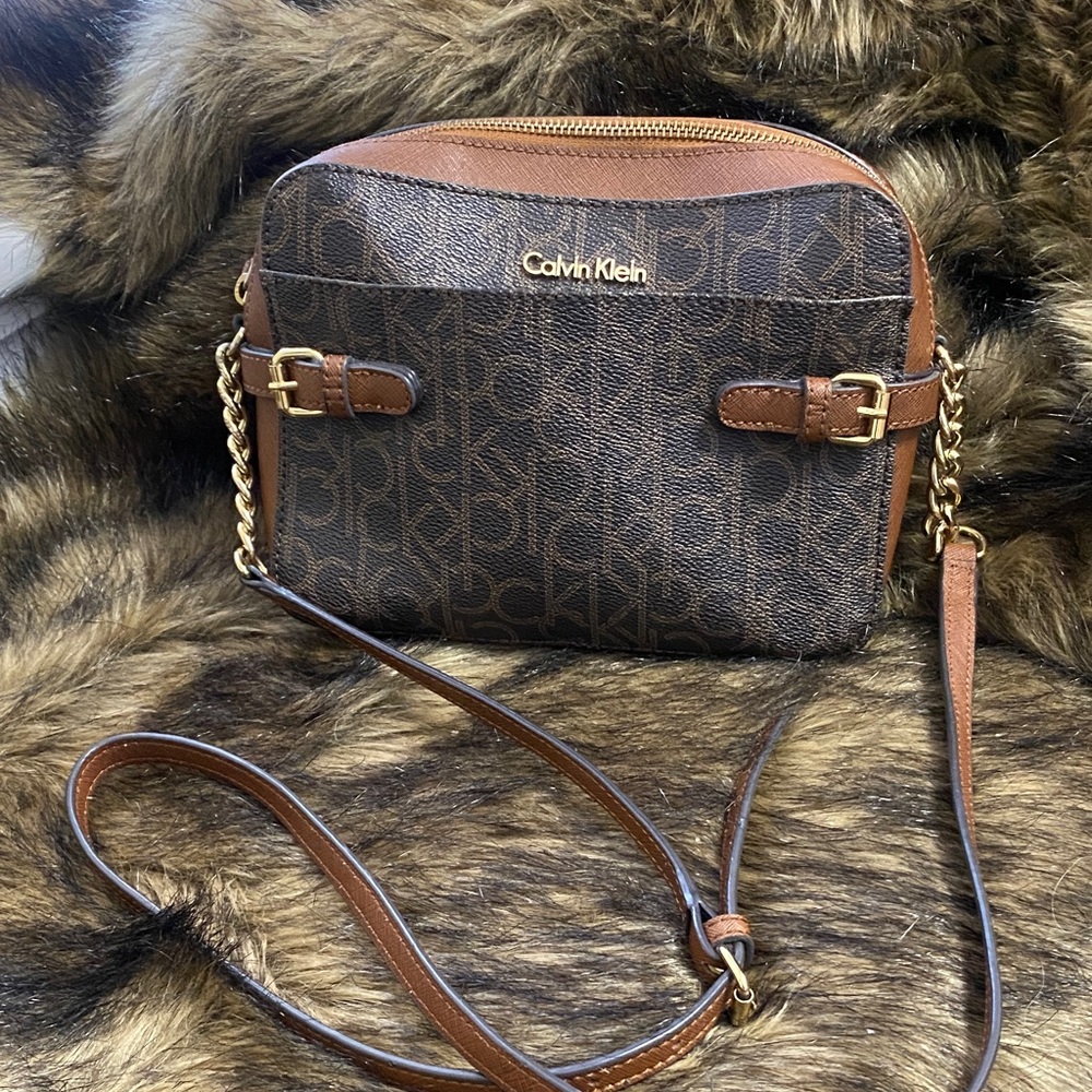 Calvin Klein Monogram Brown Crossbody Bag